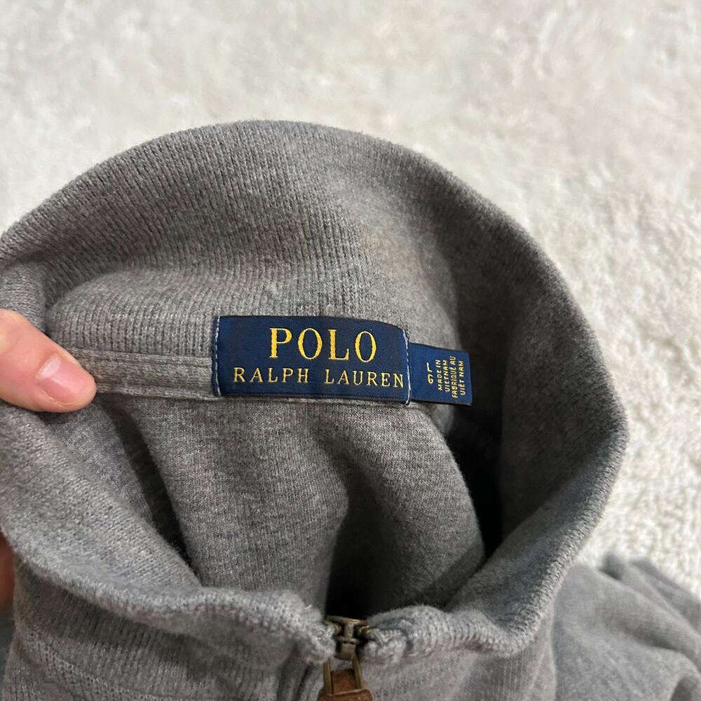 Polo Ralph Lauren Mens XL Quarter Zip Ribbed Sweater Gray Preppy Country Club - Picture 5 of 6